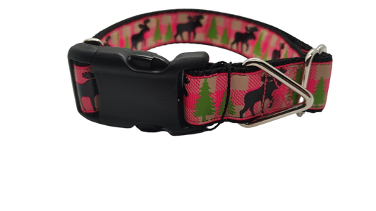Pink Moose Nylon Dog Collar