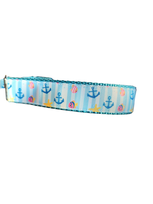 Anchors and Fish Nylon Dog Collar