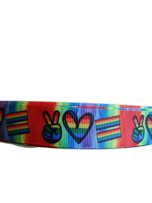 Peace Love Pride Nylon Dog Collar