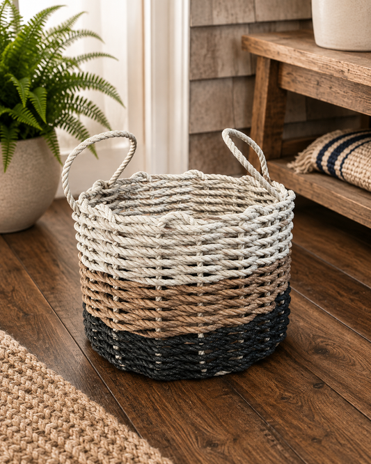 Black, Brown & Tan Ombre Rope Basket