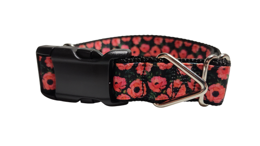 Red Poppy Flowers Nylon Dog Collar