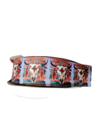 1.5" Wide Western Bull Skull Nylon Dog Collar