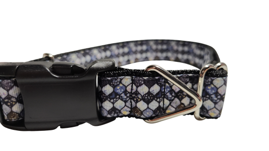 Grey Mosaic Nylon Dog Collar