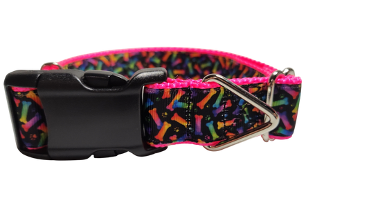 Neon Bones Nylon Dog Collar MD, LG, XL, Leash