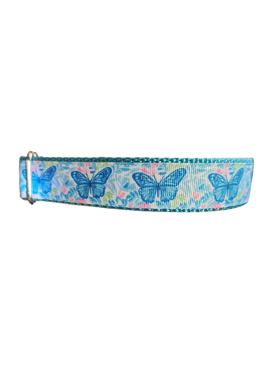 Blue Butterflies Nylon Dog Collar