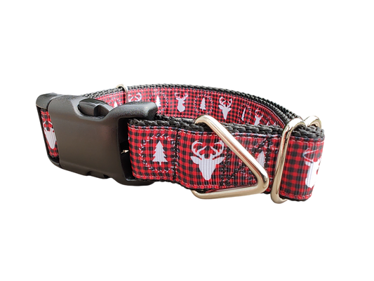 Deer Heads and Trees Nylon Dog Collar