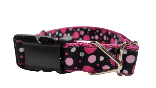Pink Polka Dots Pattern Nylon Dog Collar