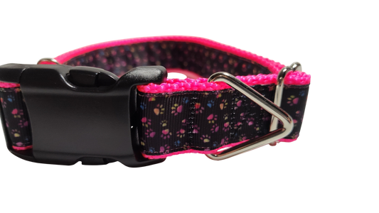 Colorful Pawprints Nylon Dog Collar