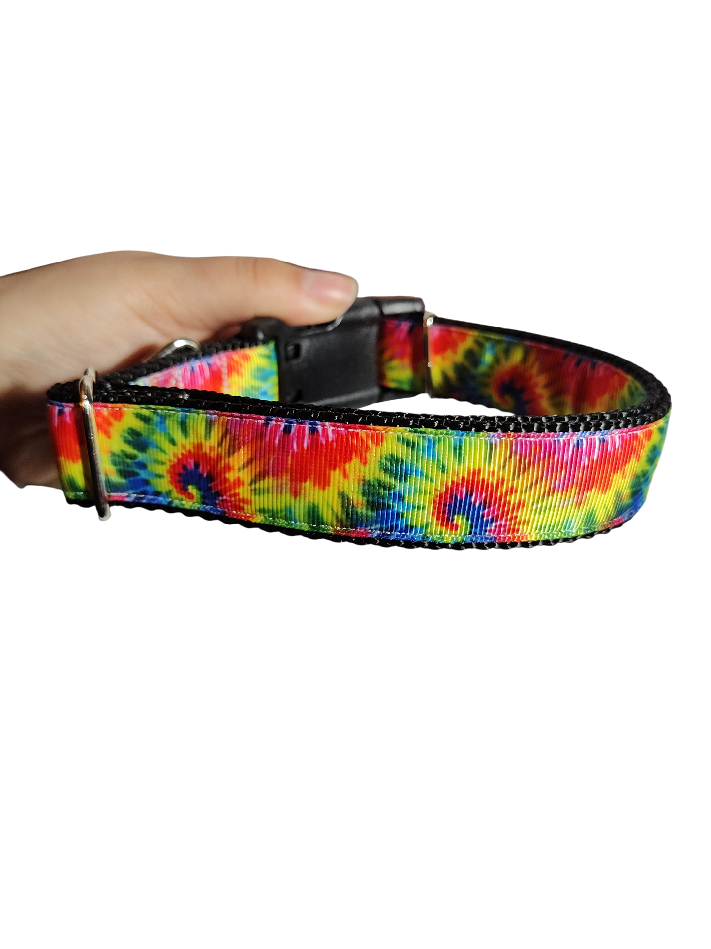 Rainbow Tie-Dye Nylon Dog Collar