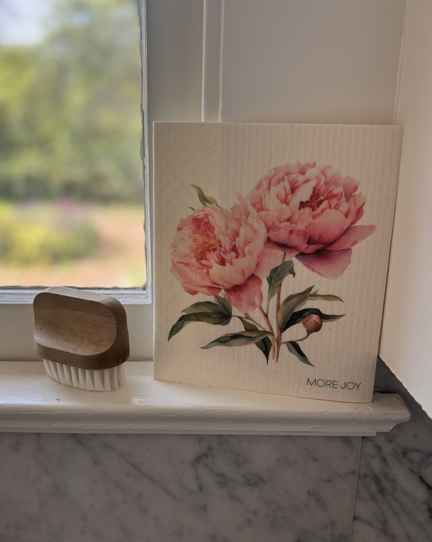 Showy Peony Swedish Dishcloth | Pink