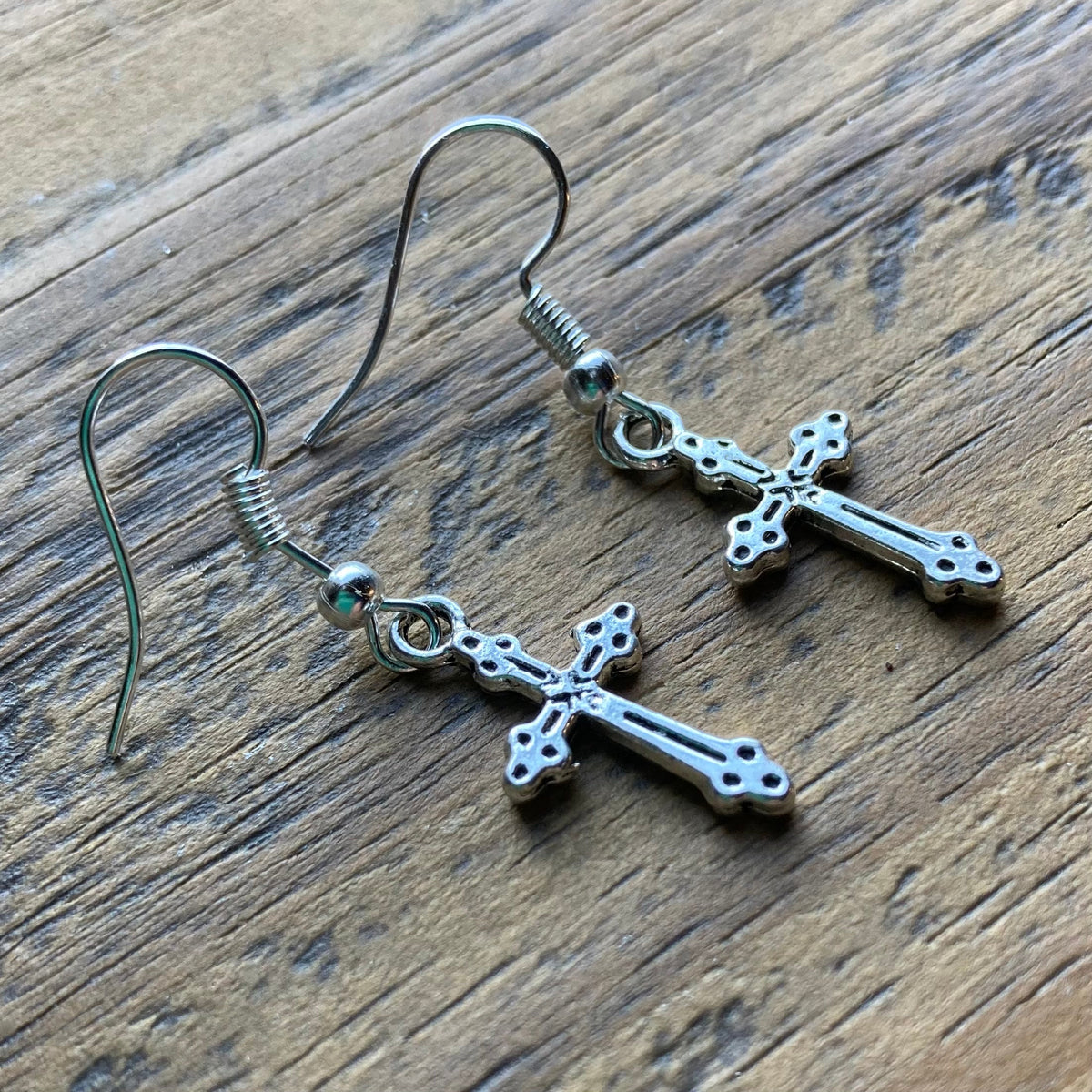 Dainty Silver Cross Earrings