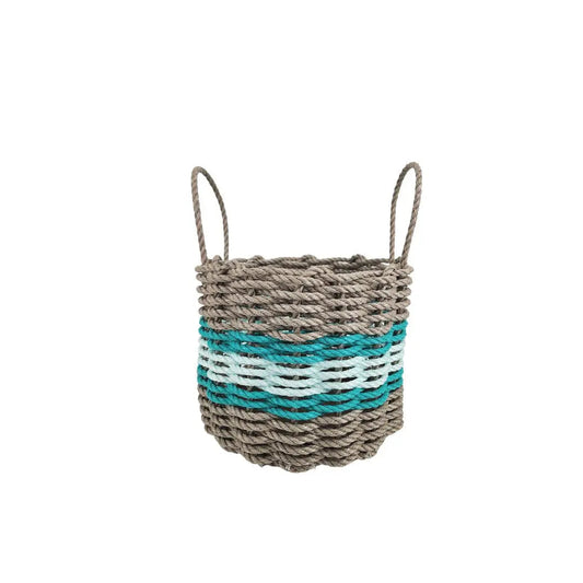 Tan, Seafoam & Teal Accent Rope Basket