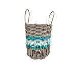 Lobster Rope Basket Tan and Seafoam, Teal Accents