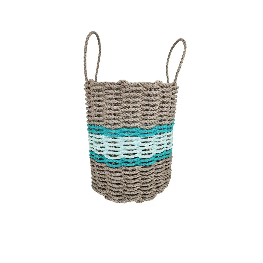 Tan, Seafoam & Teal Accent Rope Basket