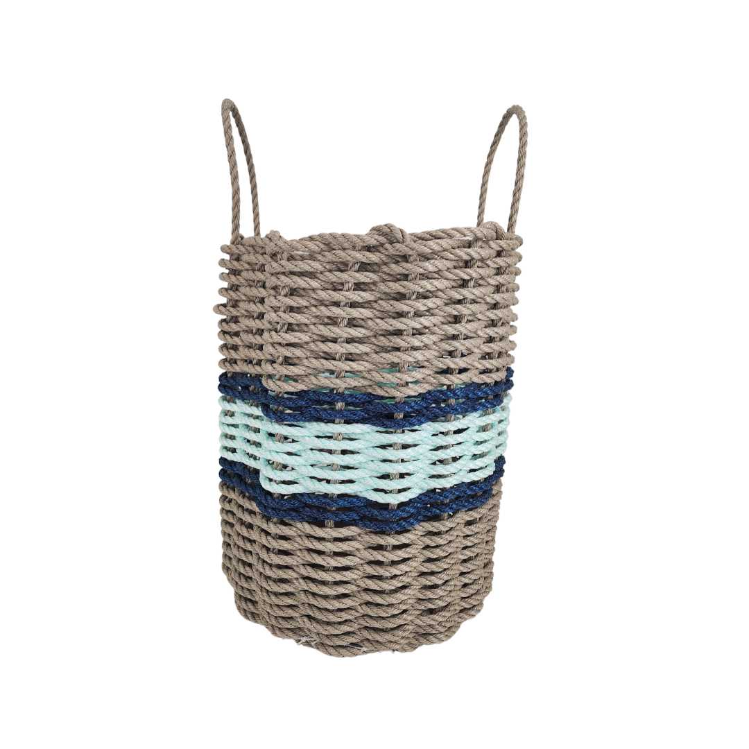 Tan, Seafoam & Navy Accent Rope Basket