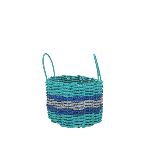 Teal, Light Gray & Blue Accent Rope Basket