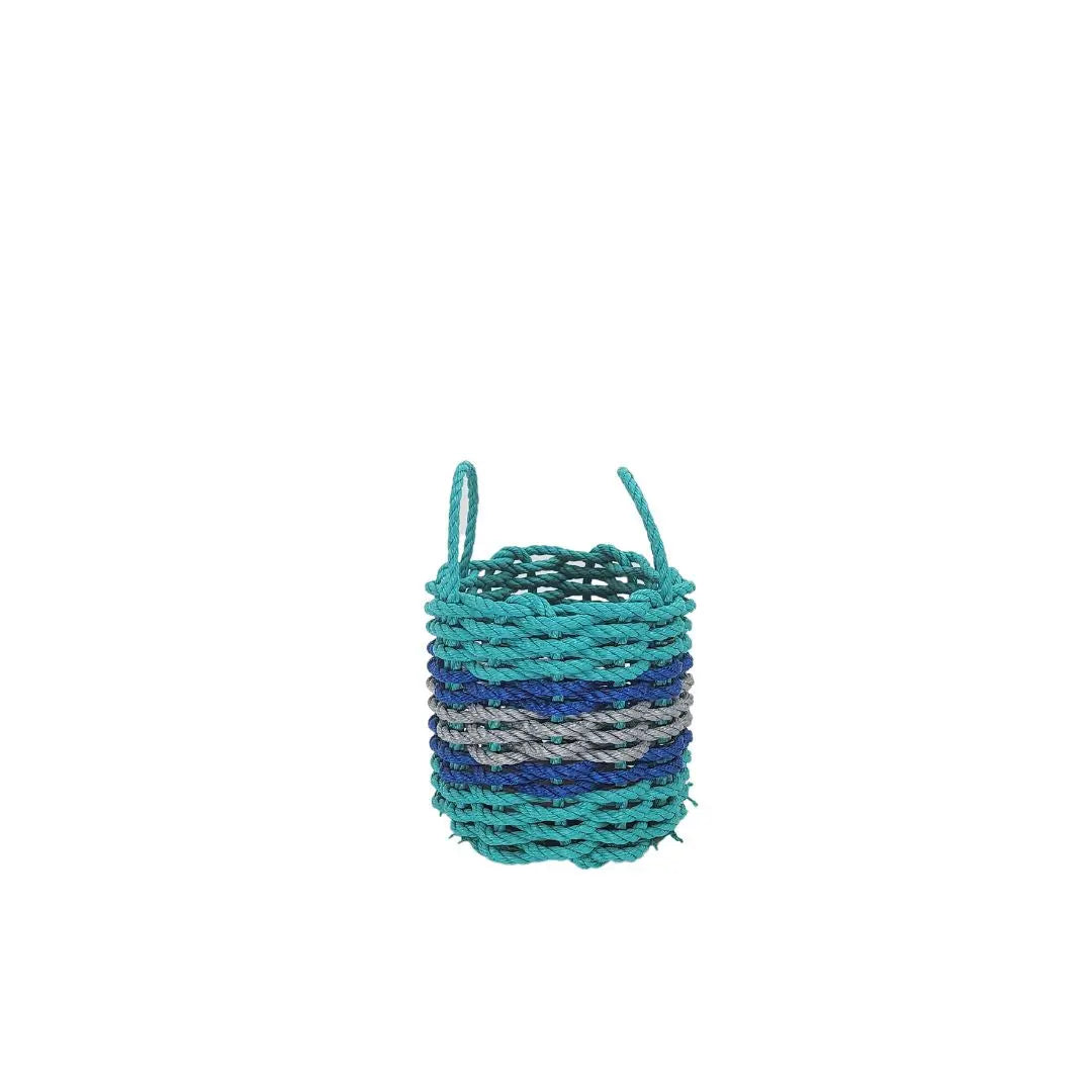 Teal, Light Gray & Blue Accent Rope Basket