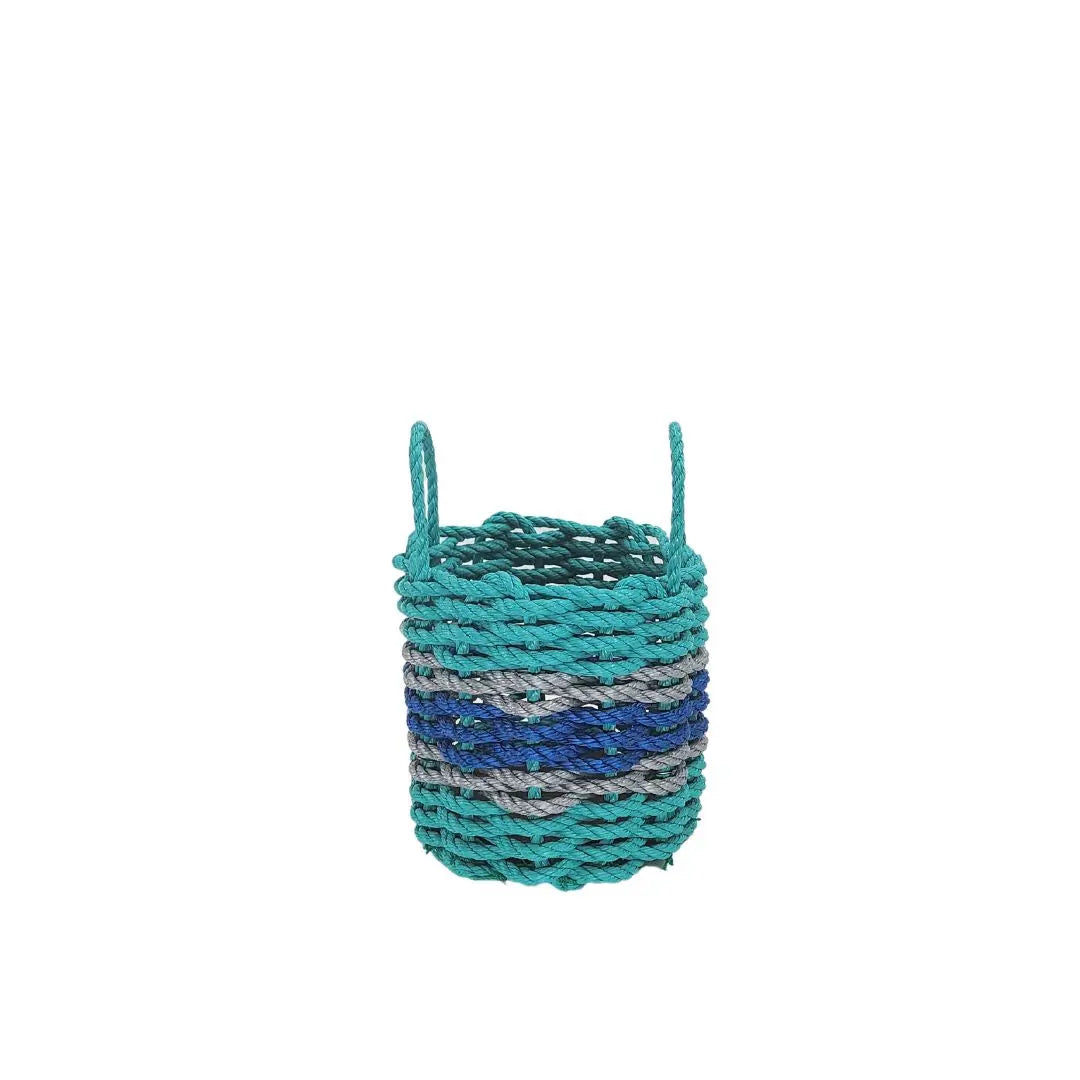 Teal, Blue & Light Gray Accent Rope Basket