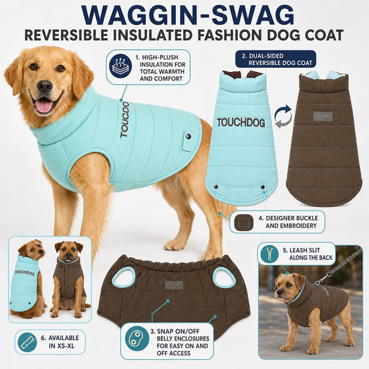 Touchdog ® Waggin Swag Ultra-Plush Insulated and Reversible Dog Coat