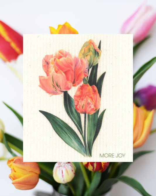 Tulips Swedish Dishcloth | Pink, Coral & Green