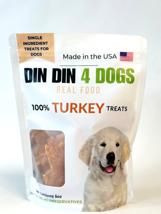 Turkey Dog Treats, 5 Ounce Bag, Single Ingredient, High Protein