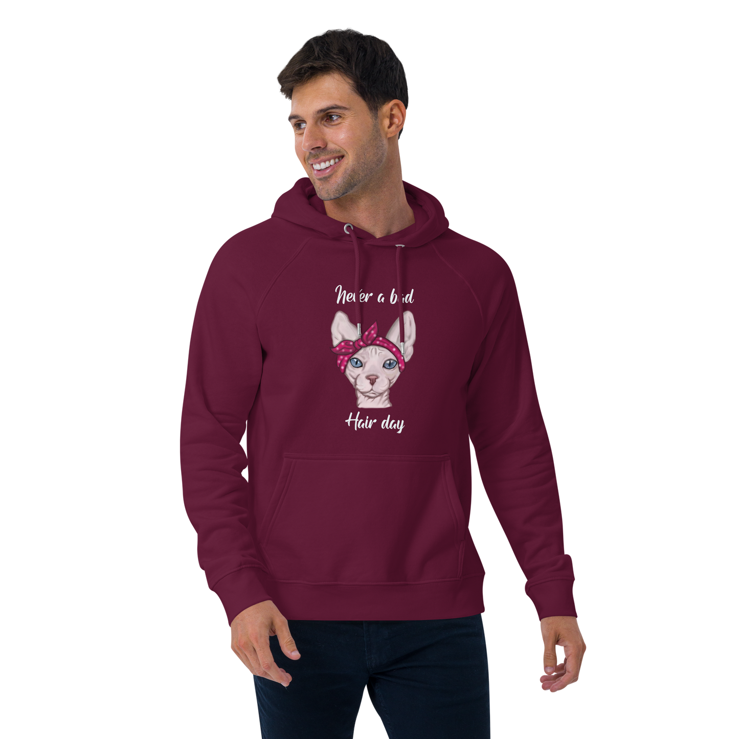 "NEVER A BAD HAIR DAY" UNISEX ECO HOODIE