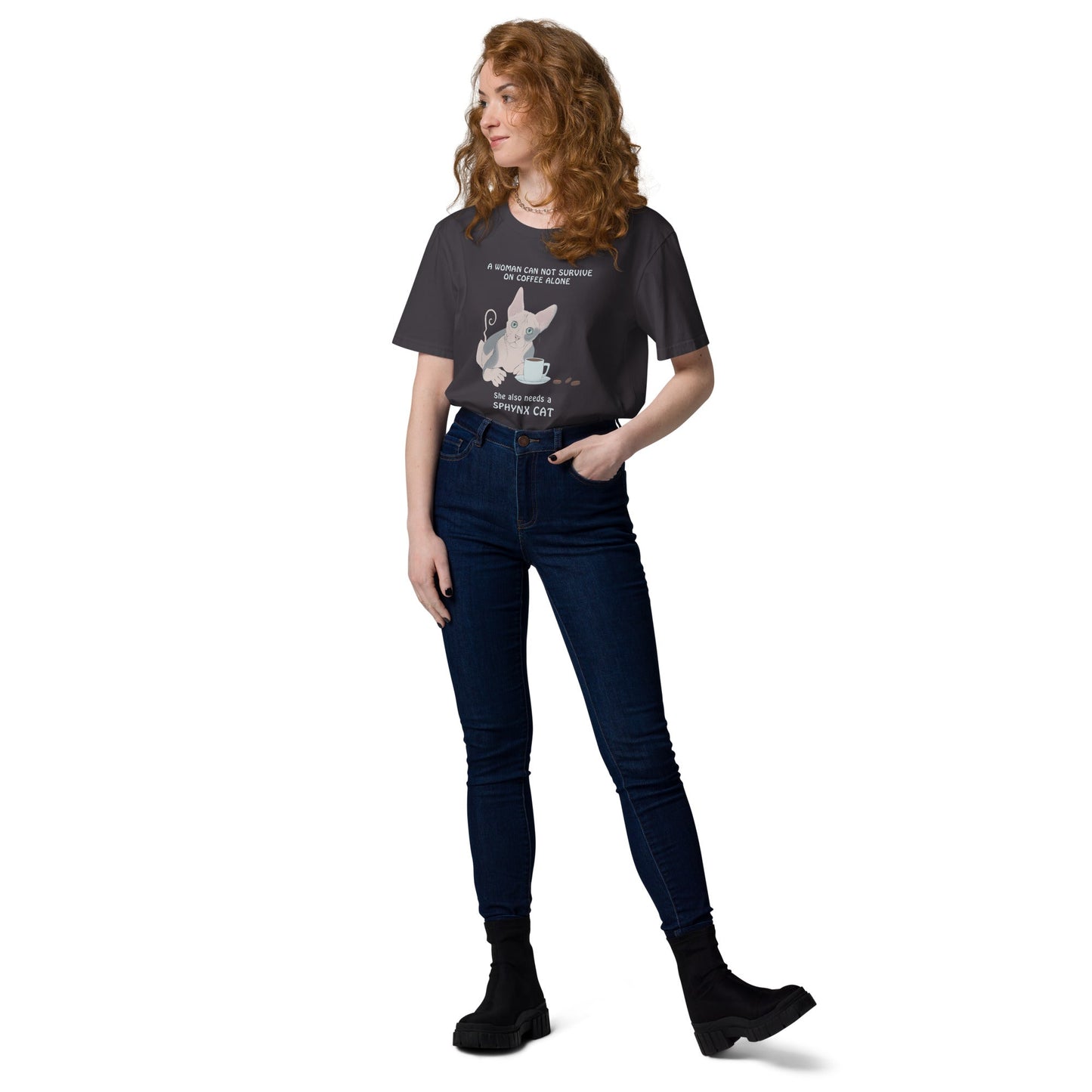 "WOMAN CAN'T SURVIVE ON COFFEE ALONE" WOMAN'S ECO TEE
