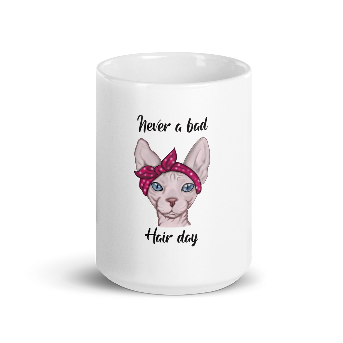 "NEVER A BAD HAIR DAY" SPHYNX COFFEE MUG