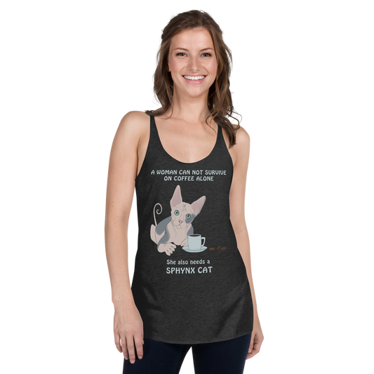 "WOMAN CAN'T SURVIVE ON COFFEE ALONE" TANK